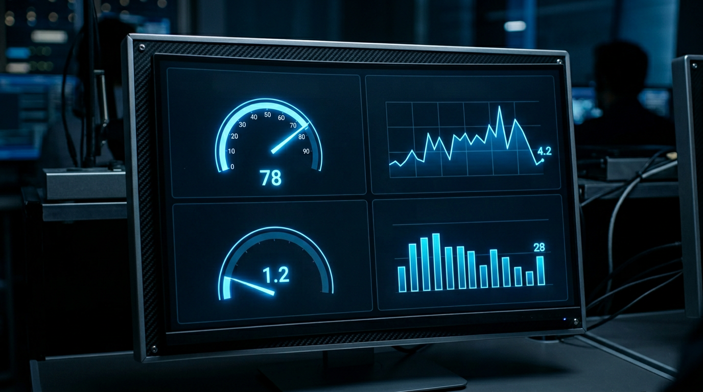 Dashboard DORA metrics con deployment frequency, lead time, MTTR e change failure rate