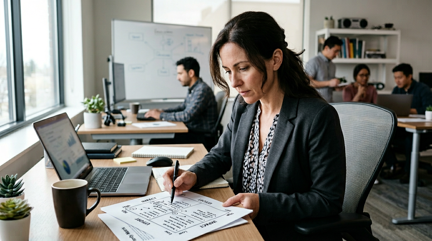 Matrice impatto-sforzo per la prioritizzazione del debito tecnico con quattro quadranti