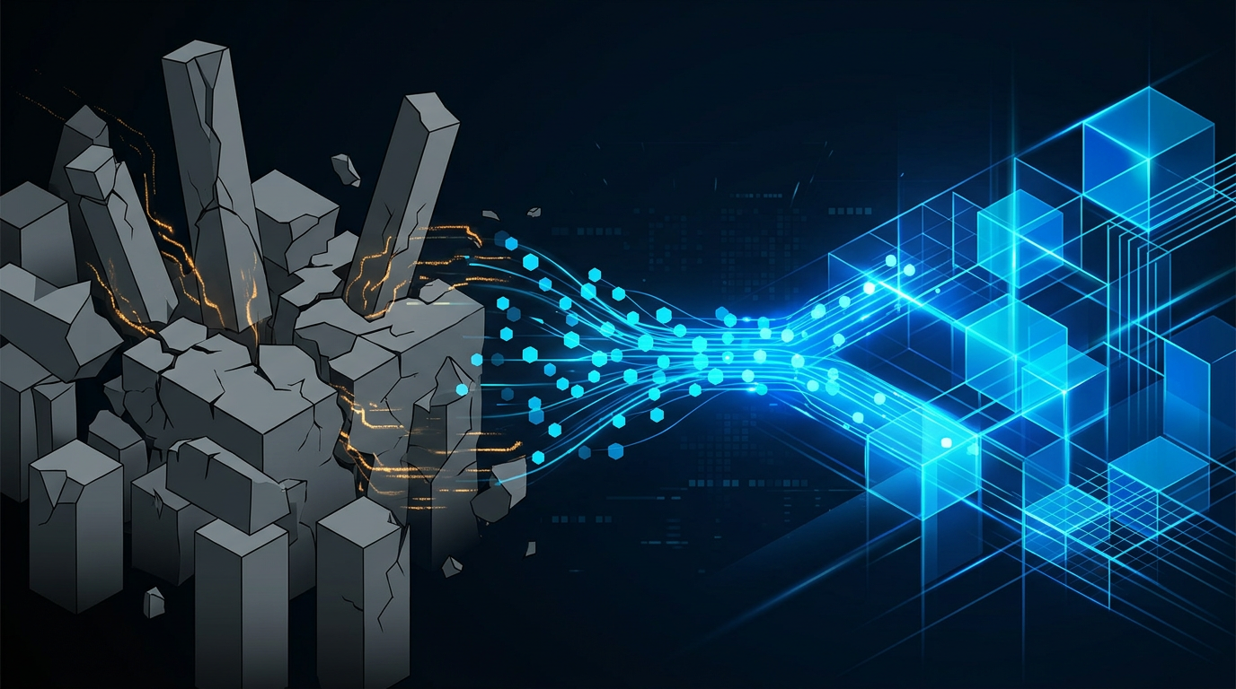Diagramma architetturale che mostra la roadmap di migrazione del codice legacy con sistemi paralleli durante la transizione