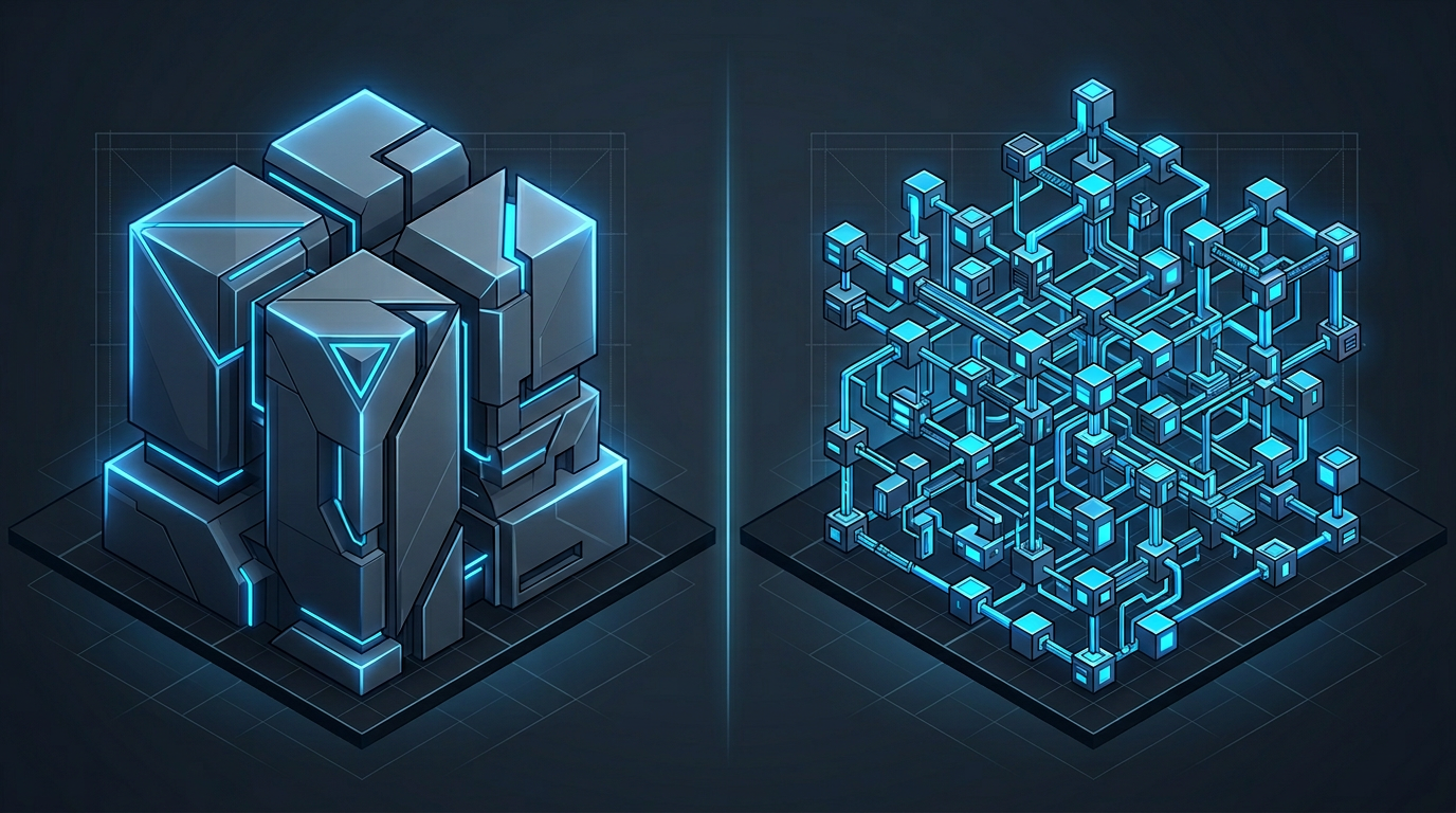 Confronto architettura monolite vs microservizi con linee guida per dimensione del team