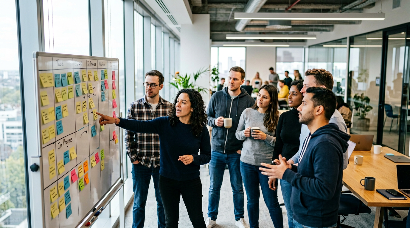 Scrum board con ticket di debito tecnico accanto ai ticket feature nel backlog di sprint